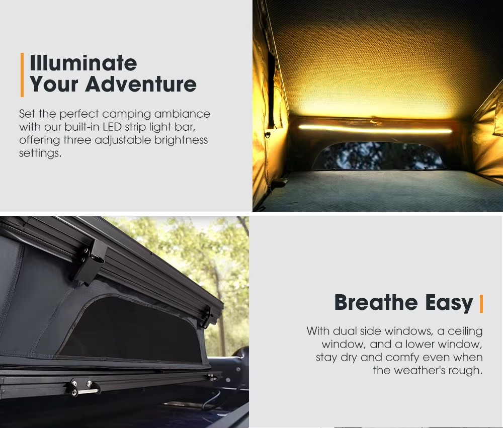 Ultralight Hard Shell Rooftop Tent – Aluminum Hardtop RTT Wedge for Camping, Waterproof & UV Resistant