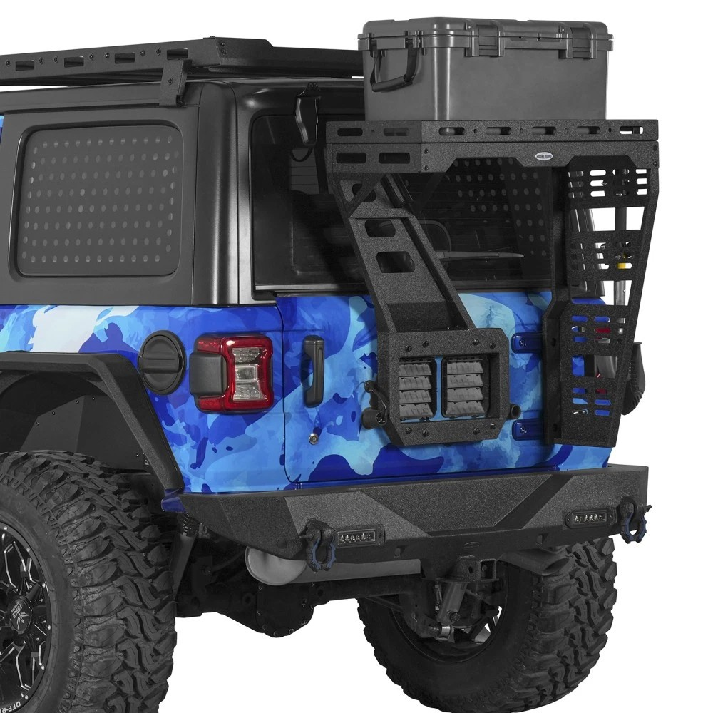 2018–2025 Jeep Wrangler JL 2/4-Door - Carbon Steel Tailgate Spare Tire Cargo Basket Rear Storage Tray for Overlanding Gear