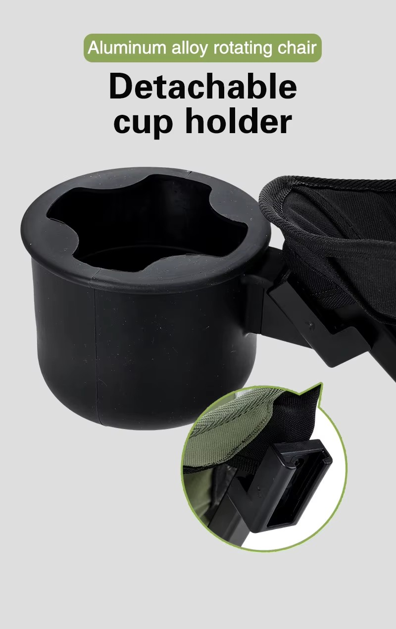 Aluminum Alloy Swivel Chair – Lightweight Foldable Outdoor Camping Chair with Cup Holder
