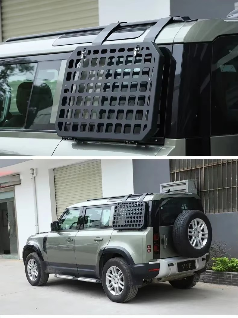 2020-2025 Land Rover Defender 110 Rear Trunk Window Armor - Aluminum Alloy, MOLLE Panel, Folding Table Tray