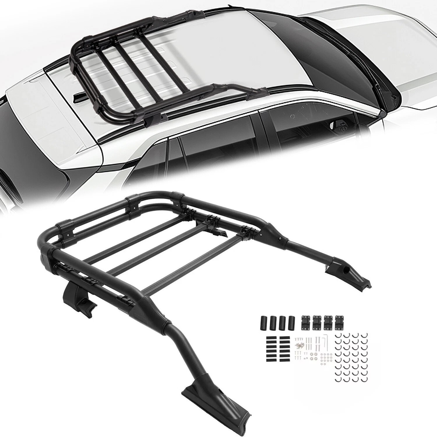 2019–2024 Toyota RAV4 Roof Rack Basket – Aluminum Crossbar Top Cargo Luggage Carrier for Roof Storage 155lb Capacity