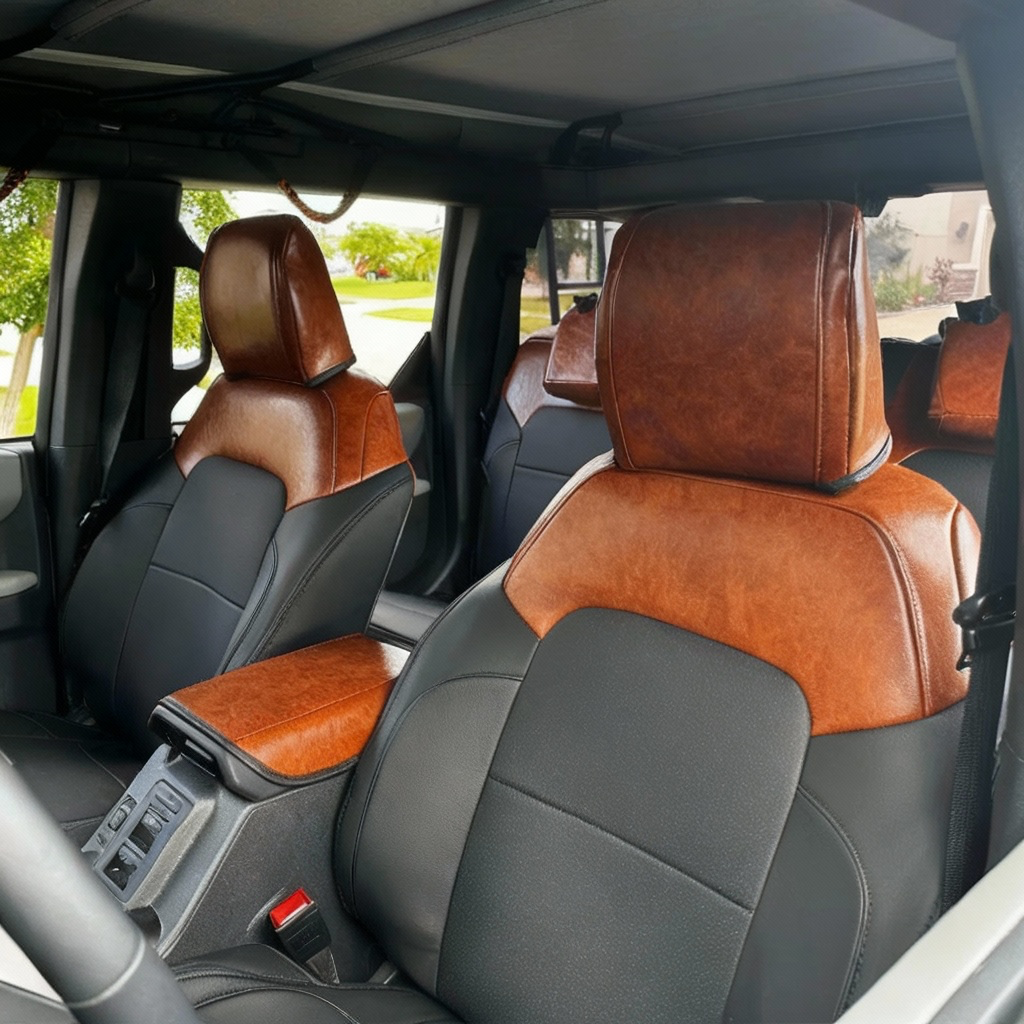2021-2025 Ford Bronco Full Seat Covers – 14-Piece PU Leather, Airbag Compatible, Molle Front Seats
