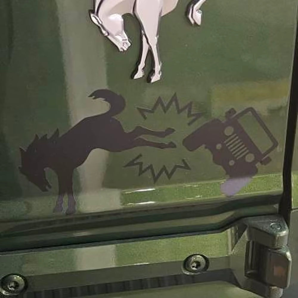 Funny Bucking Bronco Kicking Jeep Bumper Sticker – Vinyl, Waterproof, 2025 Ford Bronco & More