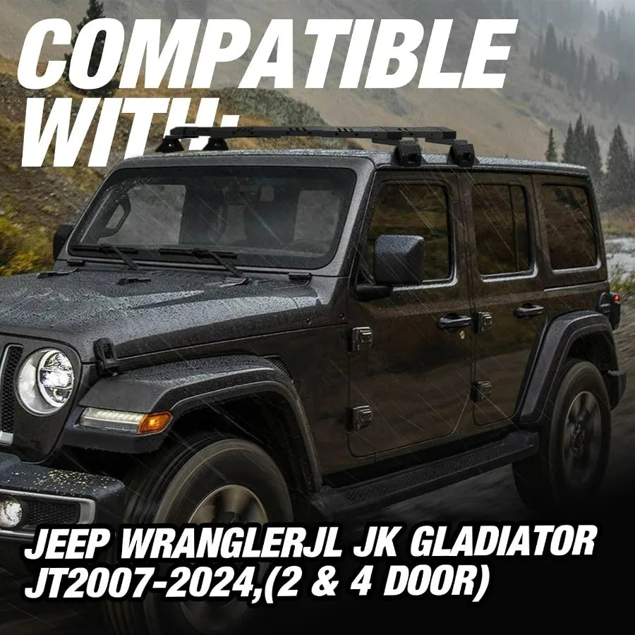 Combine 2007–2024 Jeep Wrangler JK/JL & Gladiator JT Roof Rack Bars – Steel Crossbars, 300 lbs Capacity