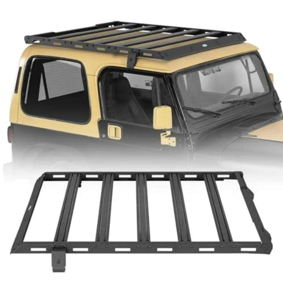 1987–1995 Jeep Wrangler YJ Hardtop Overland Roof Rack Cargo Carrier – 5 Crossbars, 220 lb Dynamic / 500 lb Static, Steel & Aluminum, Bolt-On