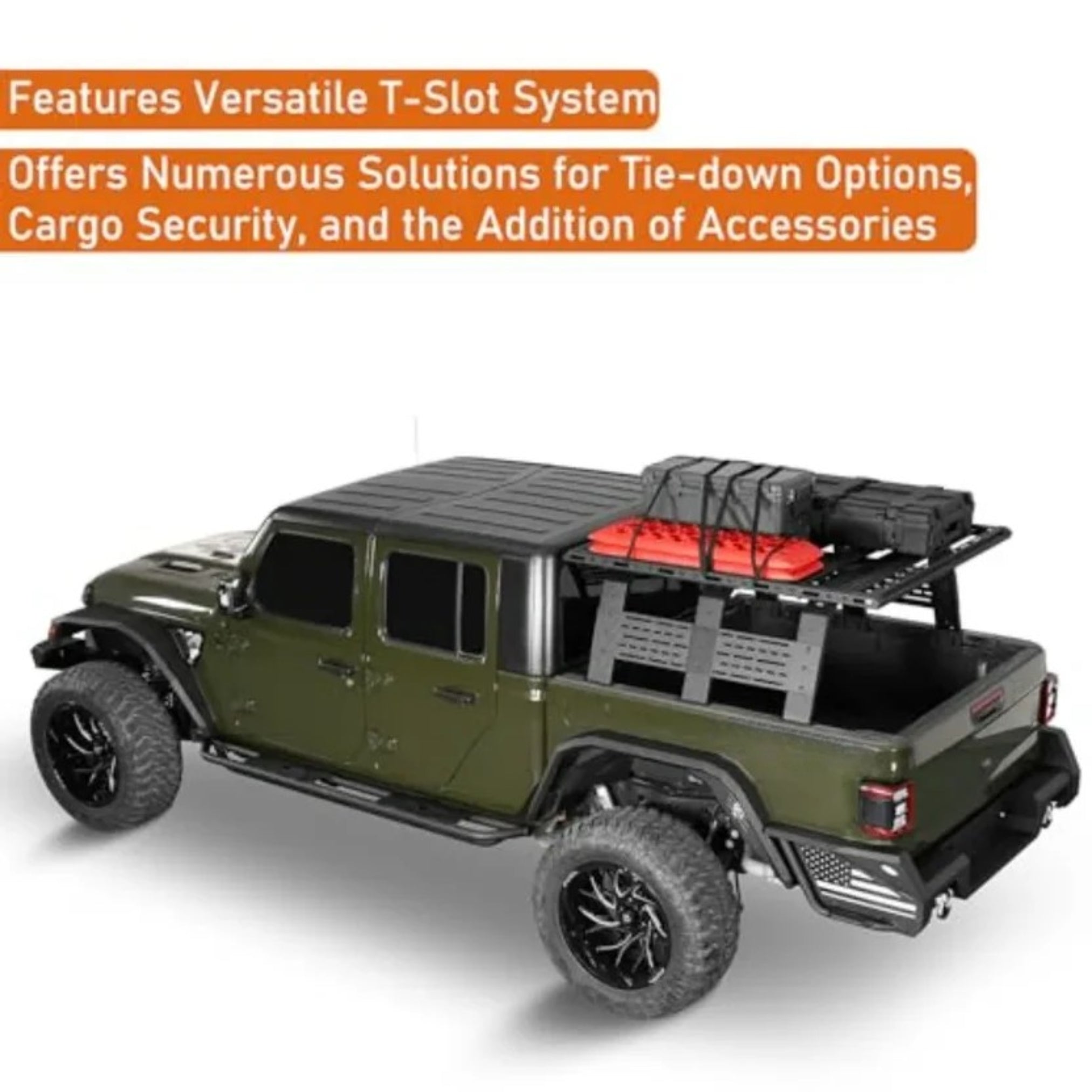 Universal Mid-Size Truck Bed Roof Rack Flat Platform – Heavy-Duty Steel, Dual T-Slot System for Jeep Gladiator JT, Tacoma, Chevy Colorado, Ranger & More