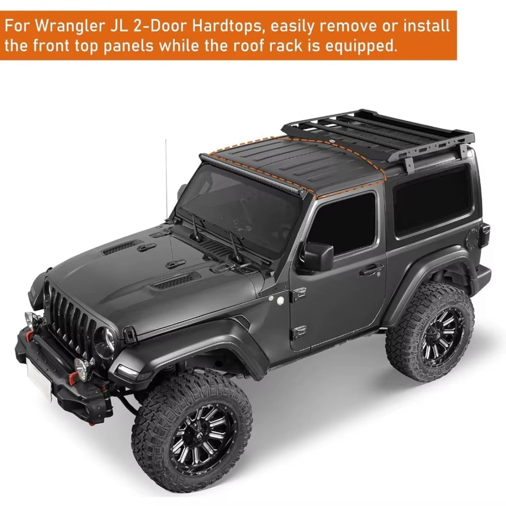 2018–2025 Jeep Wrangler JL 2-Door Hardtop Overland Roof Rack Cargo Carrier – Aerodynamic, 3 Crossbars, Bolt-On