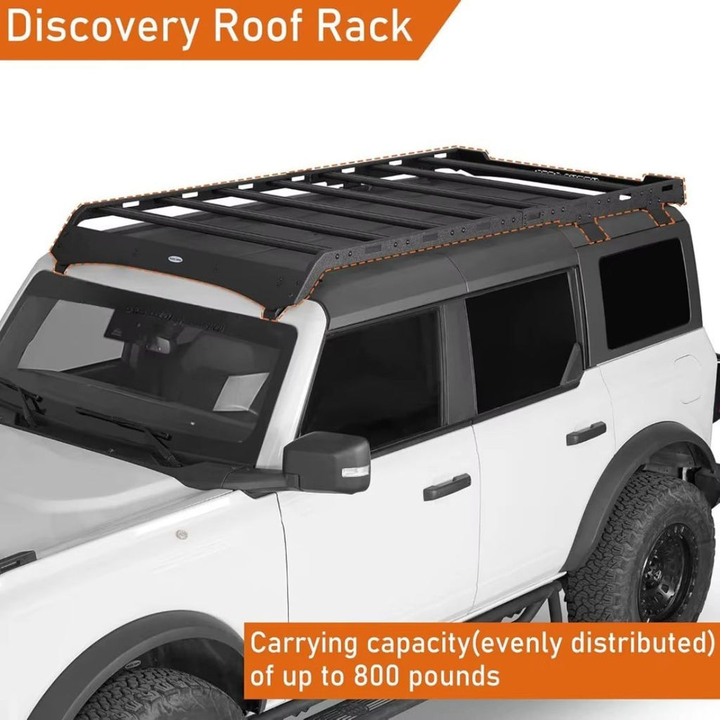 2021-2025 Ford Bronco 4-Door Hardtop Roof Rack – Full-Length Aluminum Cross Bars Cargo Carrier Basket