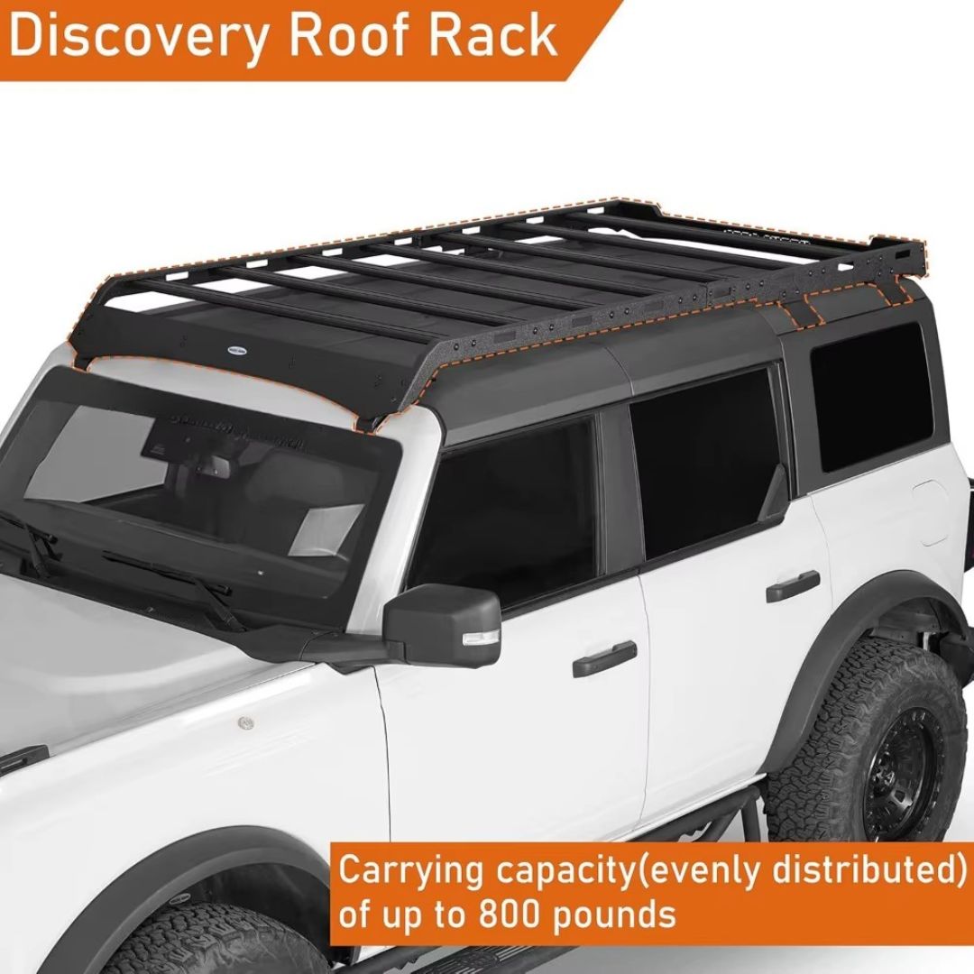 2021-2025 Ford Bronco 4-Door Hardtop Roof Rack – Full-Length Aluminum Cross Bars Cargo Carrier Basket