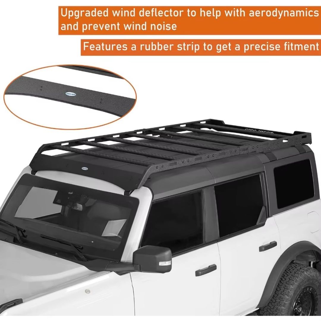 2021-2025 Ford Bronco 4-Door Hardtop Roof Rack – Full-Length Aluminum Cross Bars Cargo Carrier Basket