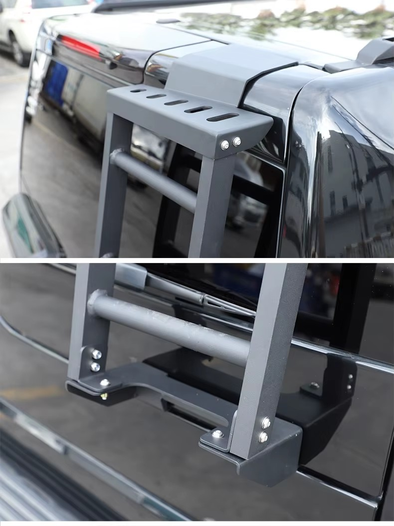 2004-2016 Land Rover Discovery 3/4, LR3, LR4 Rear Door/Trunk Ladders - Aluminum Alloy, Black Finish