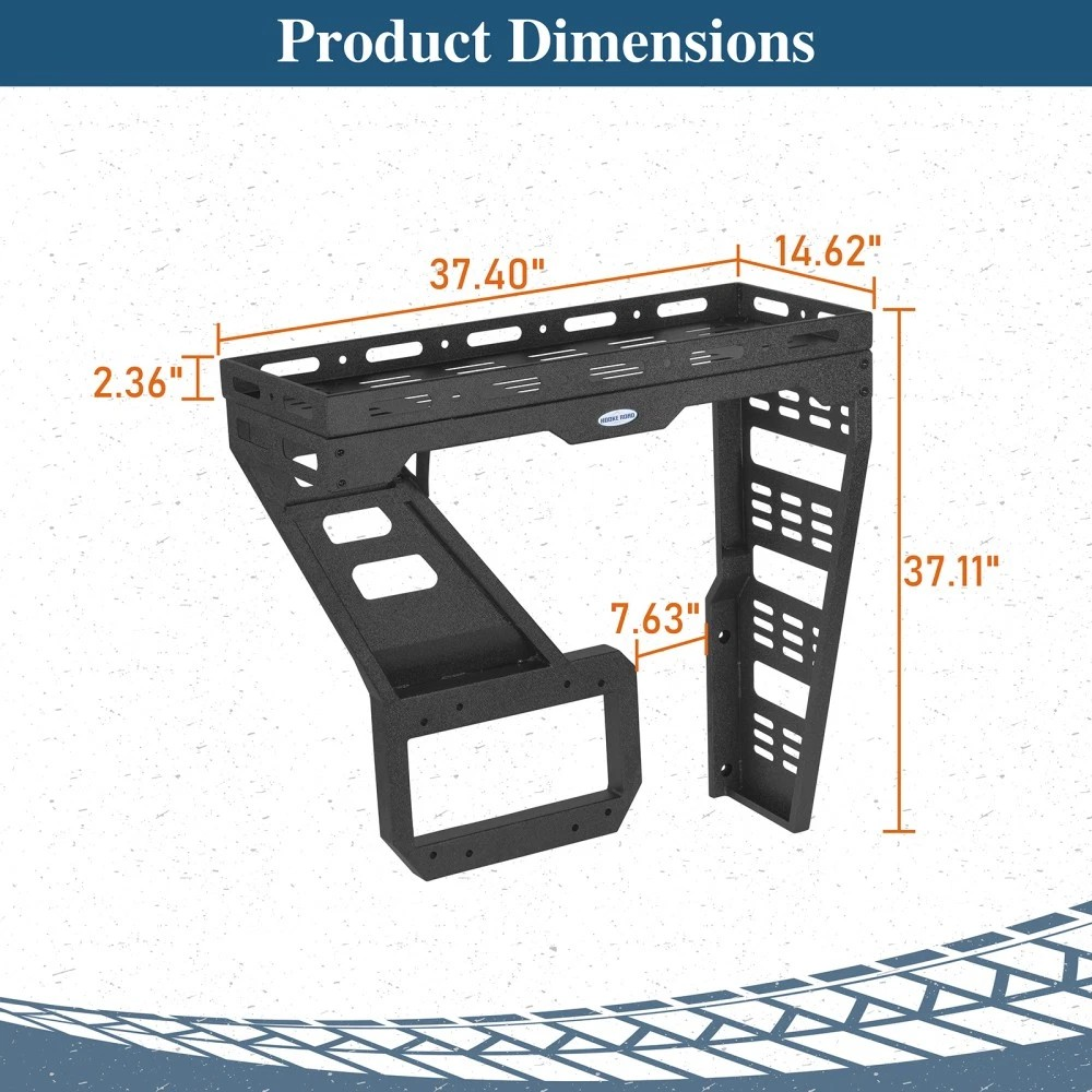 2018–2025 Jeep Wrangler JL 2/4-Door - Carbon Steel Tailgate Spare Tire Cargo Basket Rear Storage Tray for Overlanding Gear