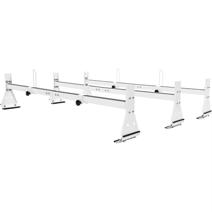 Universal Van Roof Rack - Heavy Duty Steel 3-Bar Design, White