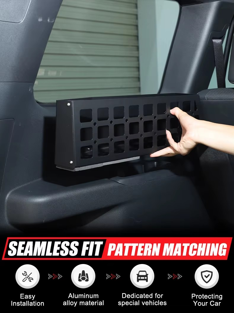 2024+ Toyota Land Cruiser 250 LC250 Trunk Side MOLLE Storage Box – Aluminum Alloy Multifunctional Organizer Basket, Black