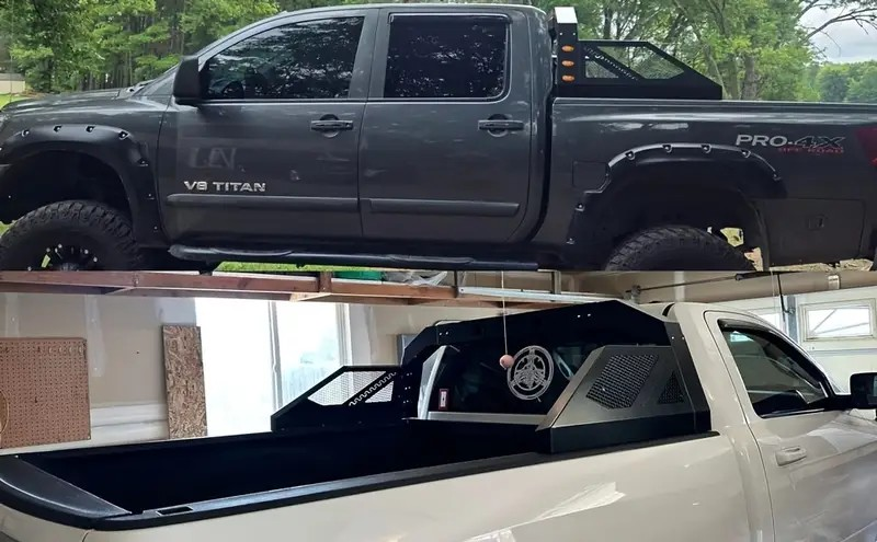 Universal Pickup Truck Roll Bar Chase Rack Black Steel w/ Amber LED side markers