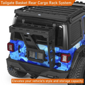 2018–2025 Jeep Wrangler JL 2/4-Door - Carbon Steel Tailgate Spare Tire Cargo Basket Rear Storage Tray for Overlanding Gear