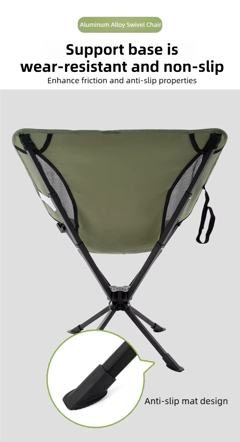 Aluminum Alloy Swivel Chair – Lightweight Foldable Outdoor Camping Chair with Cup Holder