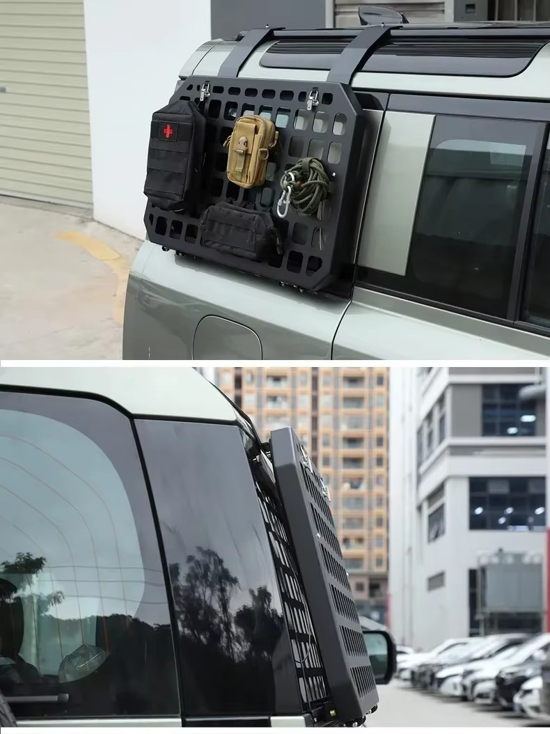 2020-2025 Land Rover Defender 110 Rear Trunk Window Armor - Aluminum Alloy, MOLLE Panel, Folding Table Tray