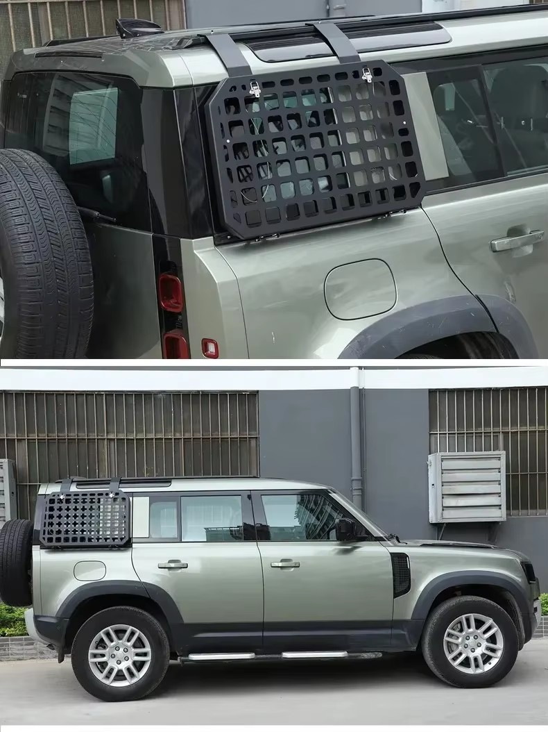 2020-2025 Land Rover Defender 110 Rear Trunk Window Armor - Aluminum Alloy, MOLLE Panel, Folding Table Tray