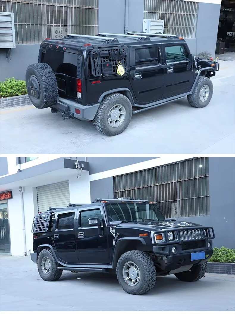 Hummer H2 2003–2009 Rear Window Armor MOLLE Panel | Aluminum Exterior Storage Rack