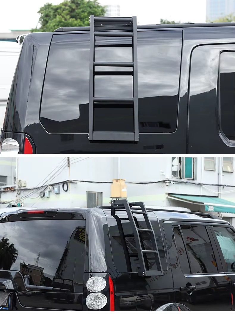 2004-2016 Land Rover Discovery 3/4, LR3, LR4 Rear Door/Trunk Ladders - Aluminum Alloy, Black Finish