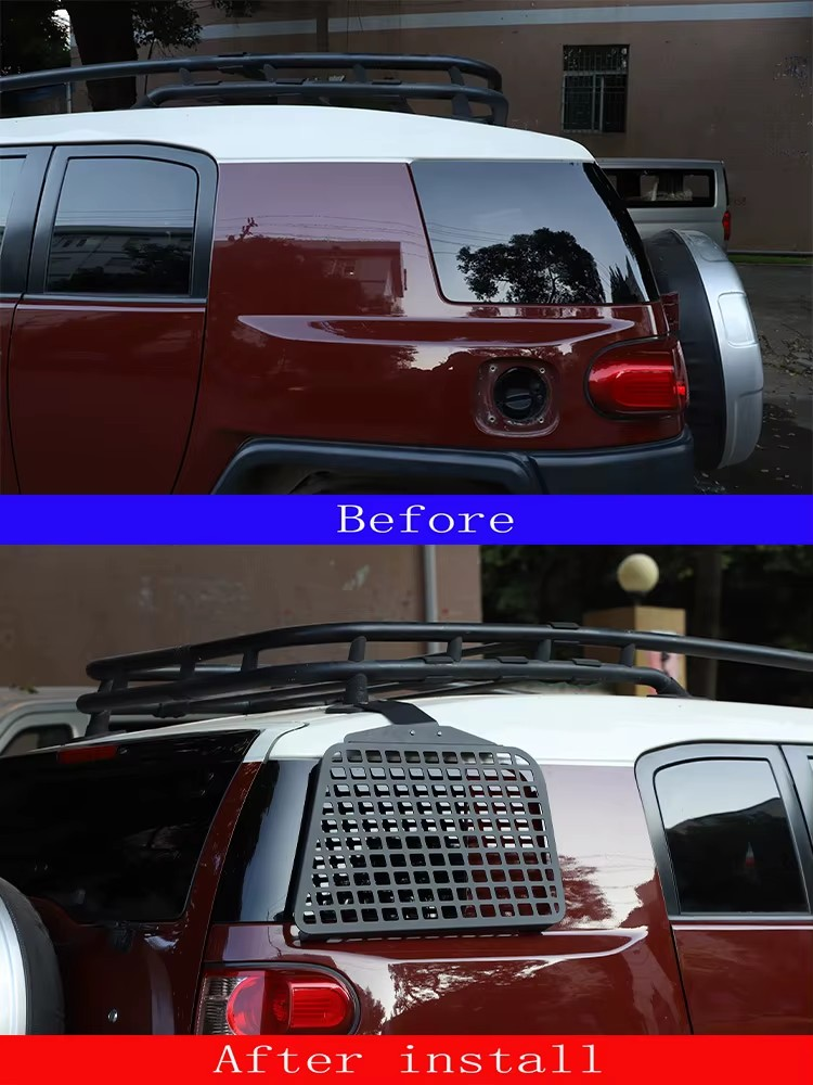 Toyota FJ Cruiser Trunk Side Exterior Window MOLLE Panel – Aluminum Alloy Exterior Protection & Gear Mount