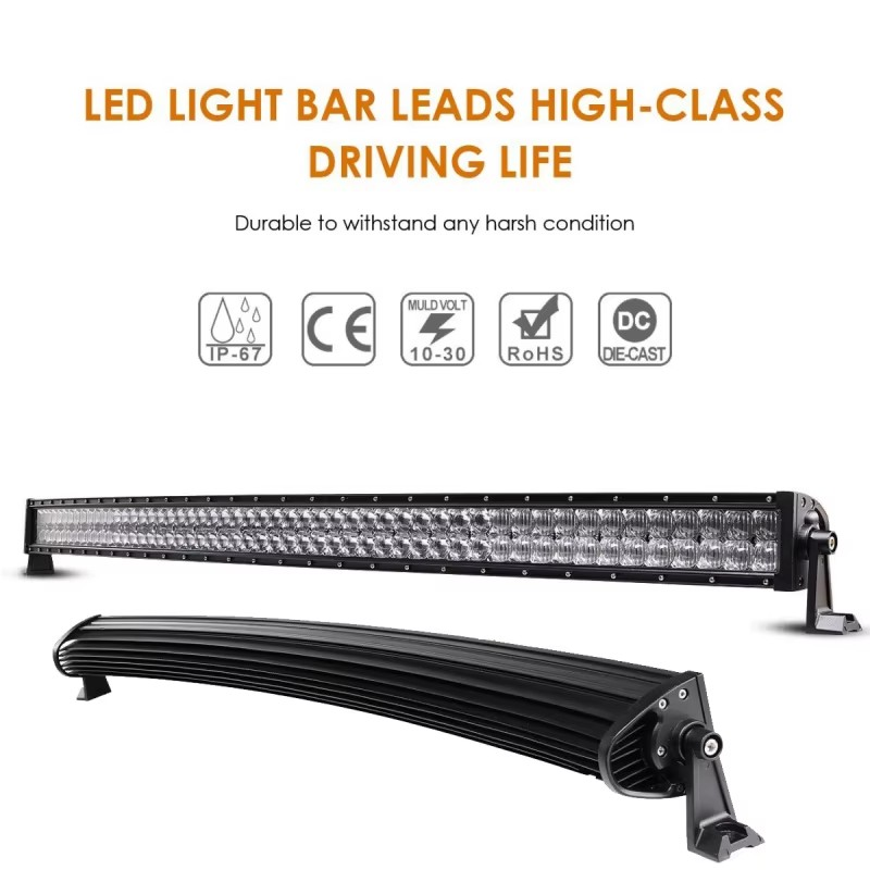 5D High-Power LED Light Bar for Off-Road Vehicles – Spot & Flood Combo, 120–300W, IP67 Waterproof, Dual-Row, 5D Optics, Aluminum Housing