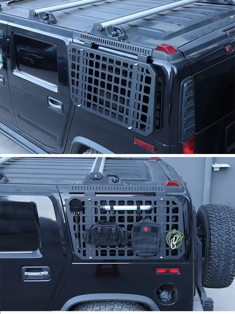 Hummer H2 2003–2009 Rear Window Armor MOLLE Panel | Aluminum Exterior Storage Rack