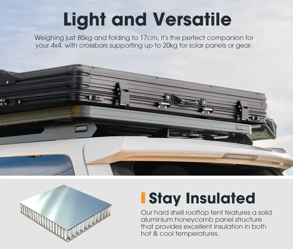 Ultralight Hard Shell Rooftop Tent – Aluminum Hardtop RTT Wedge for Camping, Waterproof & UV Resistant