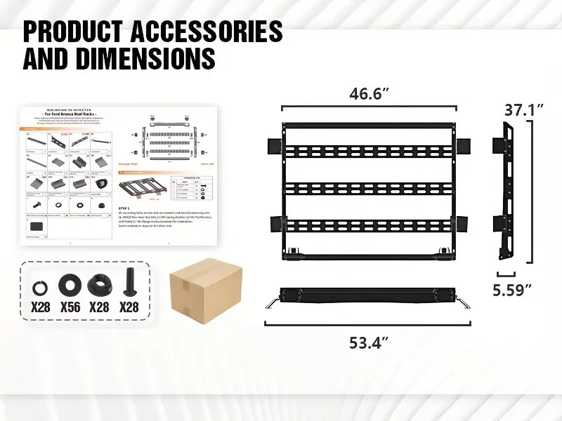 2021–2025 Ford Bronco Heavy Duty Rear Half Short Roof Rack Cargo Basket