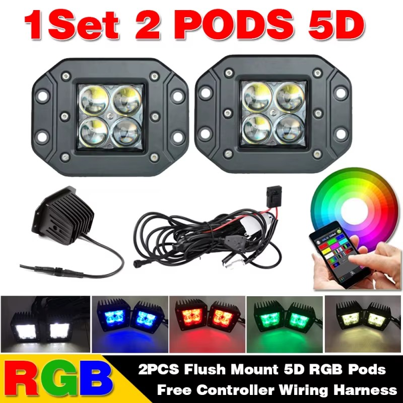 5D Offroad LED Light Bar – Curved / Straight | Spot & Flood Combo, RGB, Bluetooth App Control