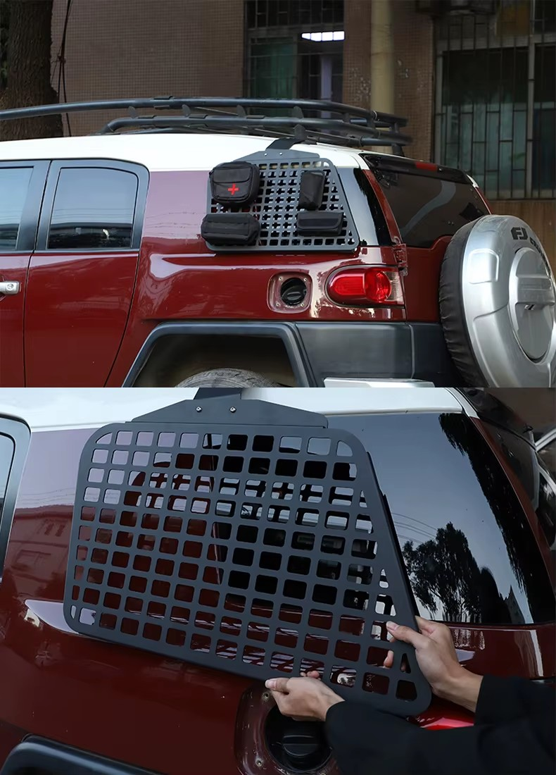 Toyota FJ Cruiser Trunk Side Exterior Window MOLLE Panel – Aluminum Alloy Exterior Protection & Gear Mount
