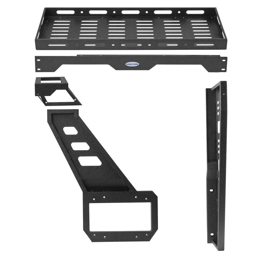2018–2025 Jeep Wrangler JL 2/4-Door - Carbon Steel Tailgate Spare Tire Cargo Basket Rear Storage Tray for Overlanding Gear