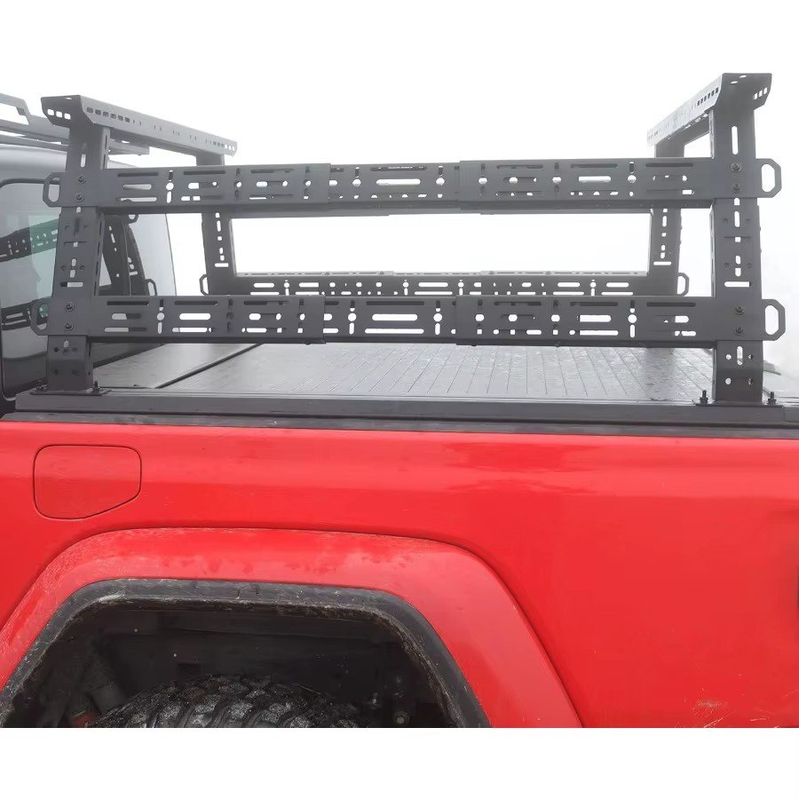 Universal Overland Truck Bed Rack – Adjustable 47–66" L x 55–70" W x 17–25" H, 1300 lb Load Capacity, Heavy-Duty Carbon Steel