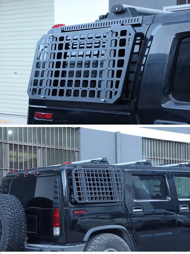 Hummer H2 2003–2009 Rear Window Armor MOLLE Panel | Aluminum Exterior Storage Rack