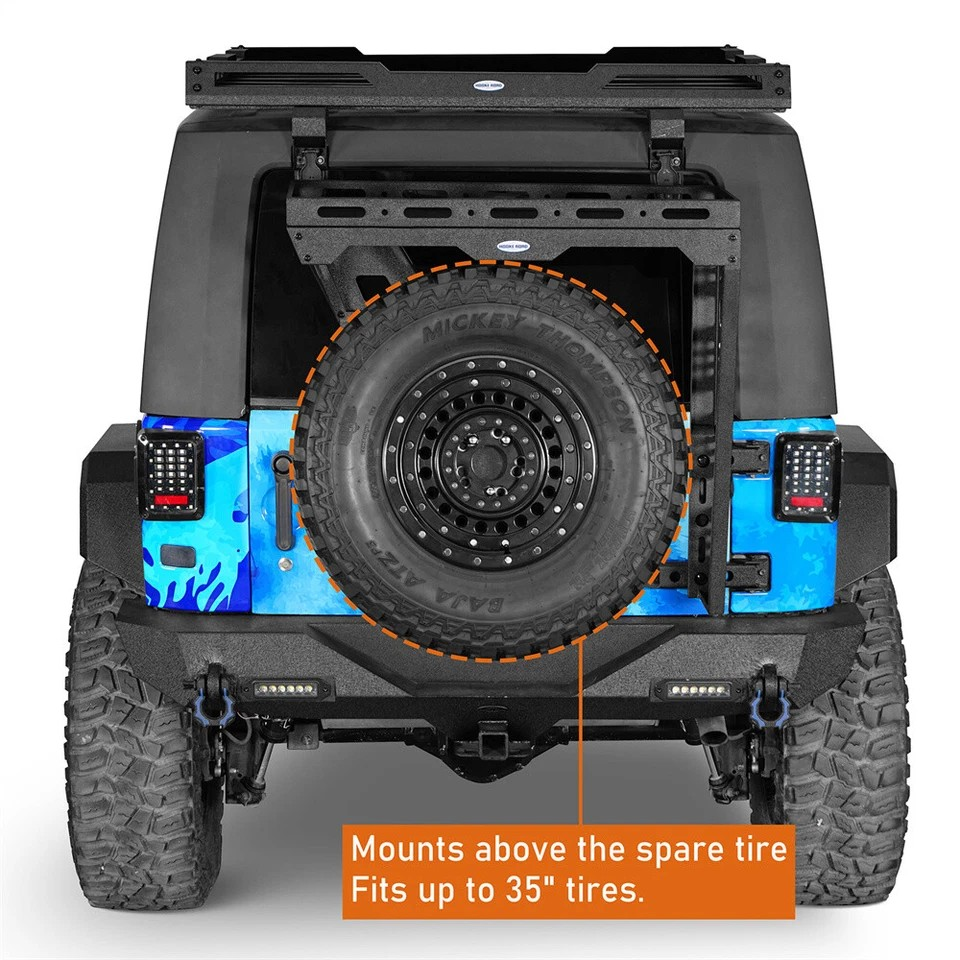 2018–2025 Jeep Wrangler JL 2/4-Door - Carbon Steel Tailgate Spare Tire Cargo Basket Rear Storage Tray for Overlanding Gear
