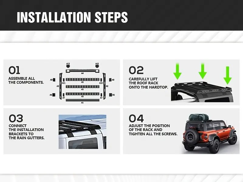 2021–2025 Ford Bronco Heavy Duty Rear Half Short Roof Rack Cargo Basket
