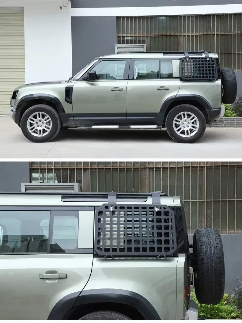 2020-2025 Land Rover Defender 110 Rear Trunk Window Armor - Aluminum Alloy, MOLLE Panel, Folding Table Tray
