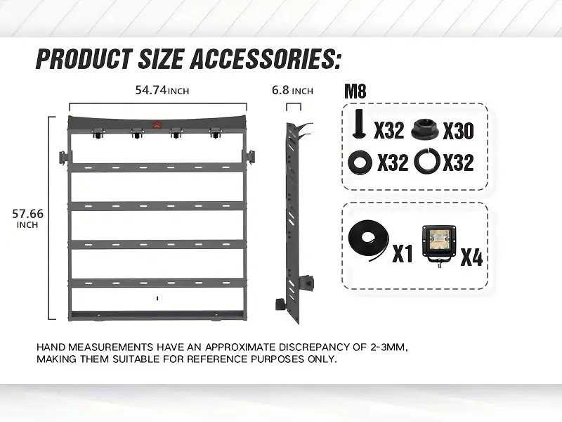 1997-2006 Jeep TJ 2-Door Hardtop Roof Rack Cargo Basket - Carbon Steel, 220 lb Load, LED Lights