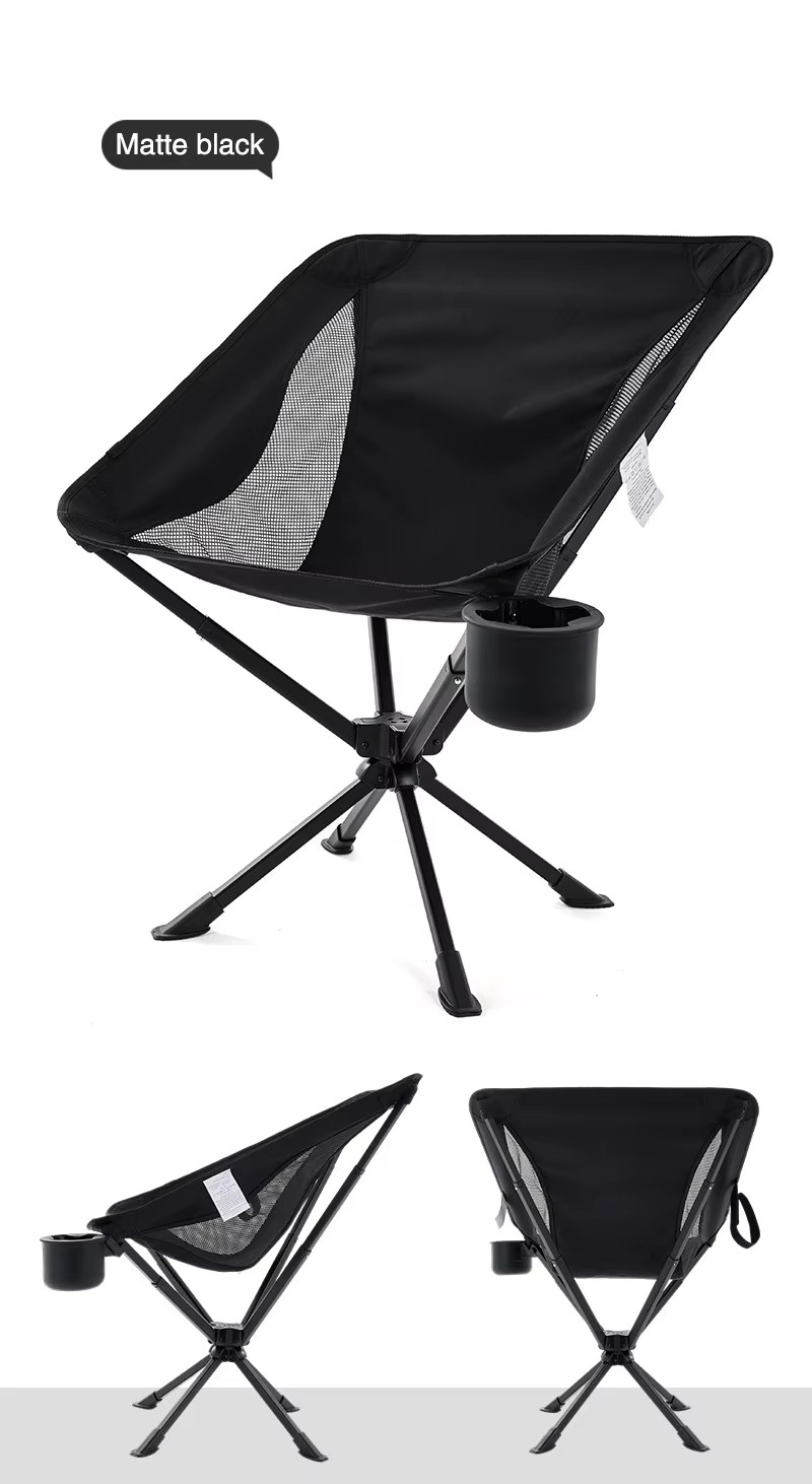 Aluminum Alloy Swivel Chair – Lightweight Foldable Outdoor Camping Chair with Cup Holder