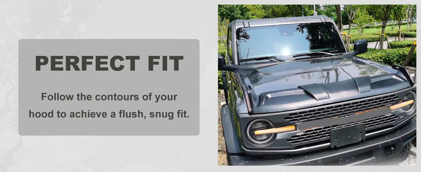 2021-2025 Ford Bronco Front Engine Bra Hood Cover Protector – Dura-Flex TPO, Matte Black