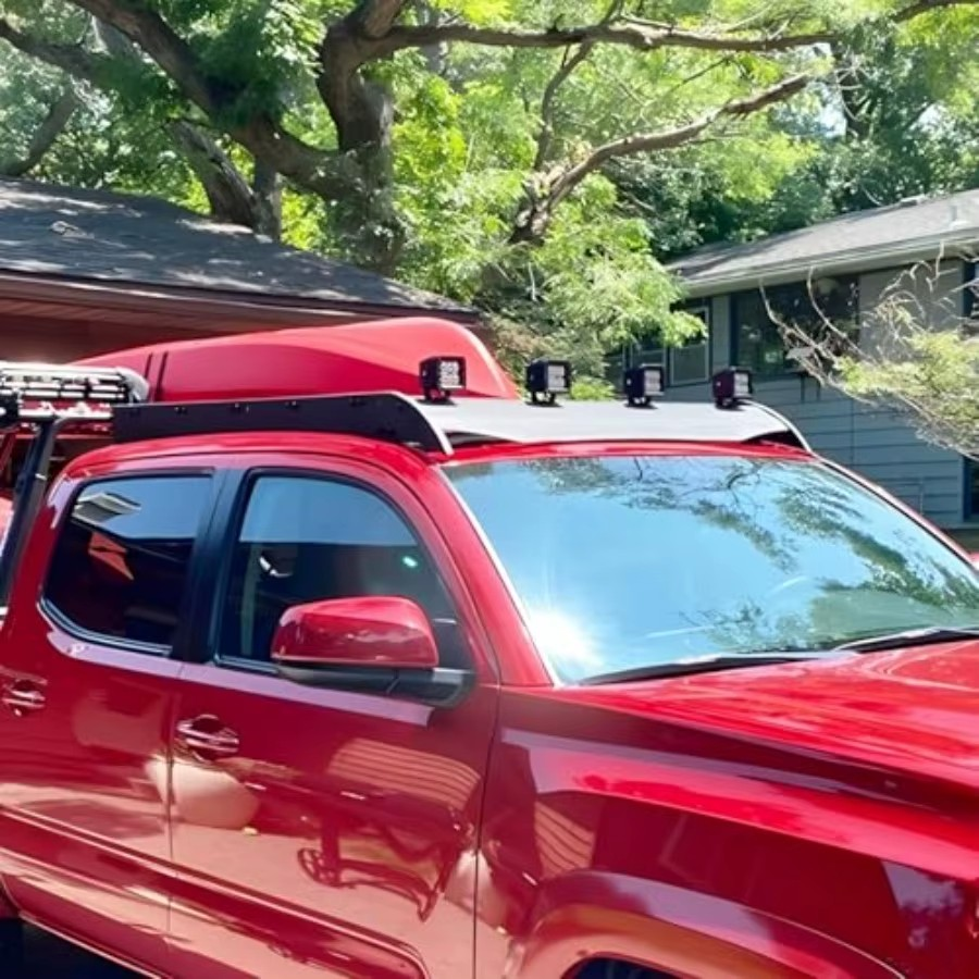 2005-2023 Toyota Tacoma Double Cab Full-Length Roof Rack – 350 lb Capacity Cargo Basket with 4×18W LED Lights